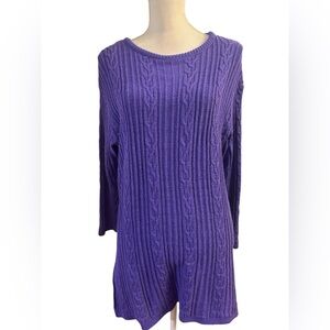 Vintage 80s Diane Von Furstenberg long PurpleCable Knit Sweater